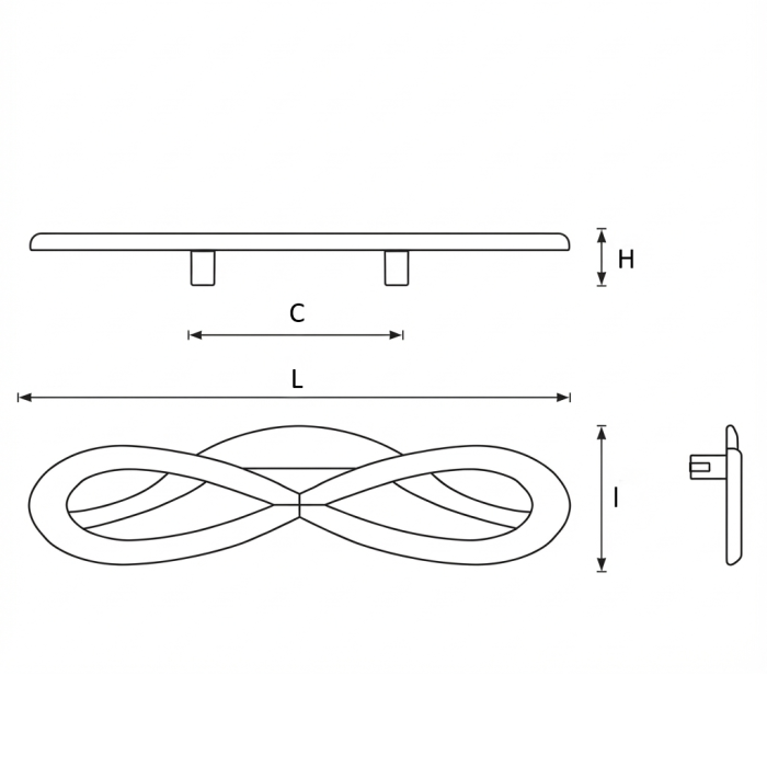 Maner pentru mobila Loire, finisaj alama antichizata, L:180 mm [3]