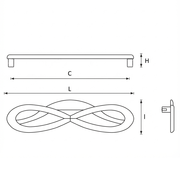 Maner pentru mobila Loire, finisaj argint antichizat, L:140 mm [3]