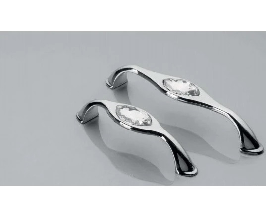 Maner pentru mobila modern cu cristal Bianca, crom lucios + cristal transparent GT, L:146 mm [3]