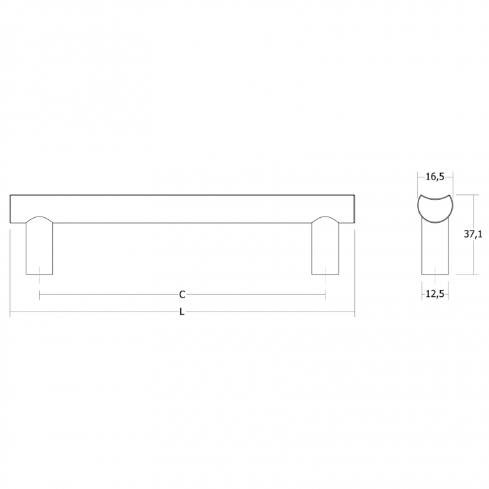 Maner pentru mobila Moon, finisaj otel inoxidabil, L:353 mm [3]