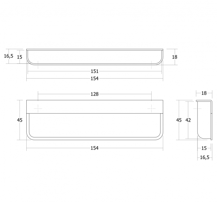 Maner ingropat pentru mobila Moule, finisaj alb mat, L:154 mm [3]