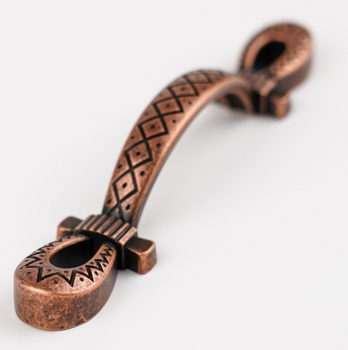 Maner pentru mobila Nicole, finisaj cupru antichizat CB, 128 mm [3]