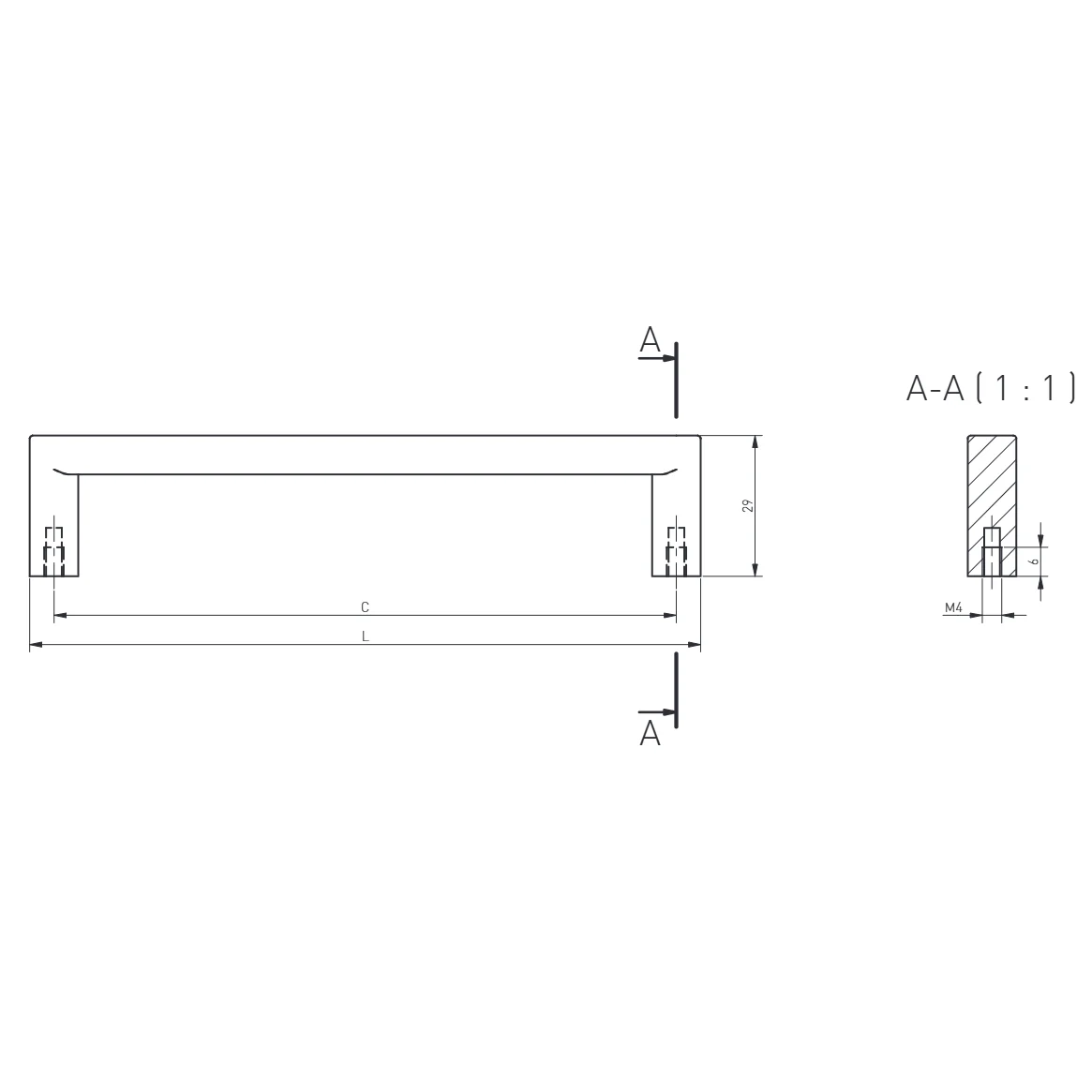 Mâner pentru mobilă Nyxa GTV, negru mat GT, L: 138 mm [7]