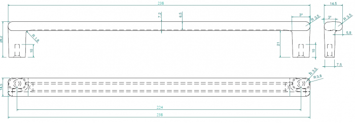 Maner pentru mobila Oblong NV, finisaj alb, L:238 mm [5]