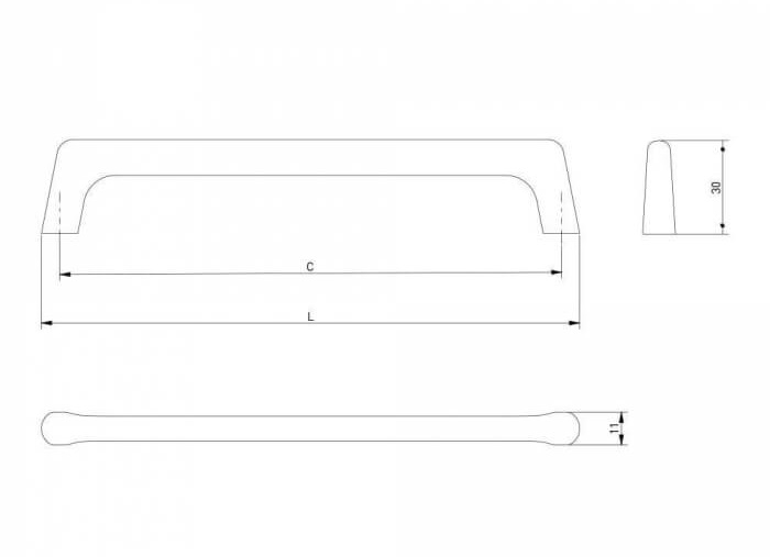 Maner pentru mobila Octavio, finisaj negru mat GT, L:203 mm [2]
