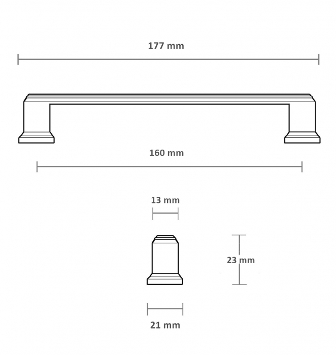 Maner pentru mobila Palace, finisaj alama antichizata, L:177 mm [8]