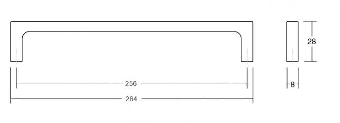 Maner pentru mobila Pura, finisaj crom lucios, L:264 mm [4]