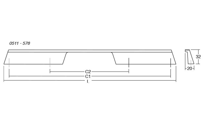 Maner pentru mobila Rail, finisaj alama cava periata, L 600 mm [4]