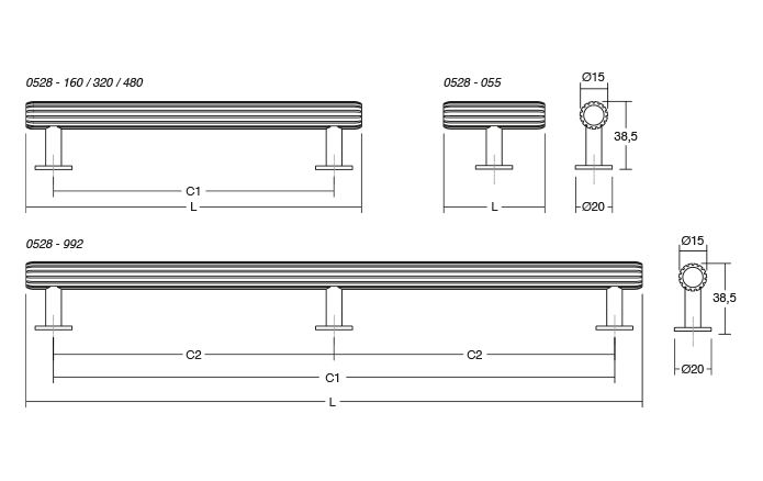 Maner pentru mobila Rille, finisaj alama intunecata periata, L 1022 mm [4]