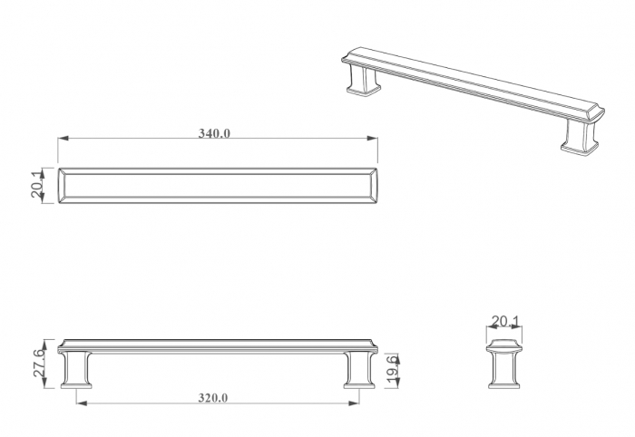 Maner pentru mobila Rome, finisaj crom lucios CB, 320 mm [2]