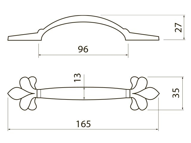 Maner pentru mobila Royal, finisaj alb/auriu lucios GT, L: 165 mm [4]