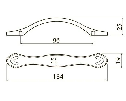 Maner pentru mobila Royal, finisaj auriu lucios cu insertie chihlimbar GT, L: 134 mm [3]