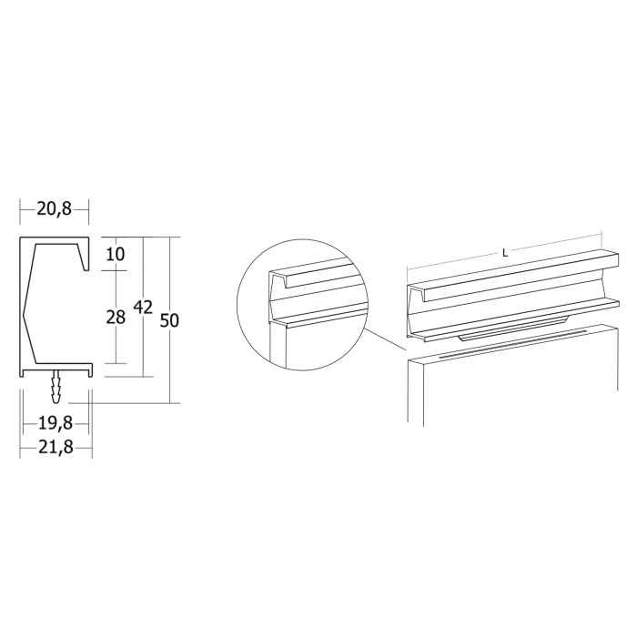 Maner pentru mobila Six, finisaj alb mat texturat, L:897 mm [7]