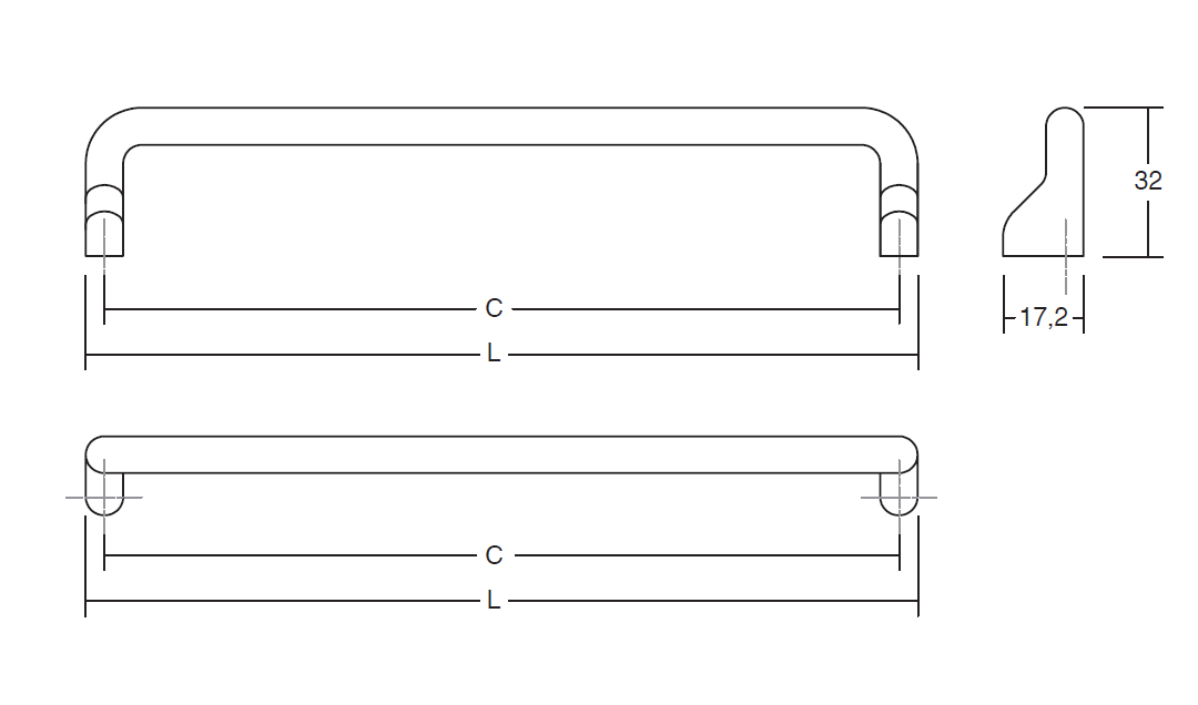 Maner pentru mobila Soft, finisaj negru mat, L 200 mm [3]