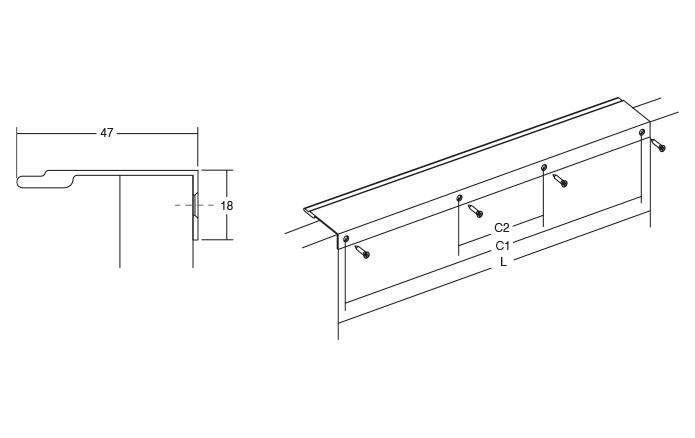 Maner pentru mobila Stratt, finisaj aluminiu, L:1100 mm [4]