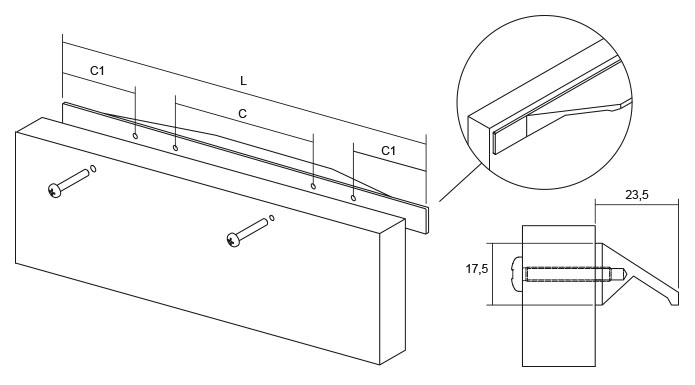 Maner pentru mobila Tamm, finisaj otel inoxidabil, L:140 mm [2]