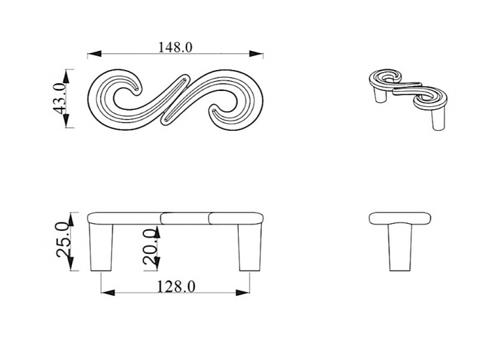 Maner pentru mobila Theoris, finisaj alama antichizata CB, 128 mm [3]