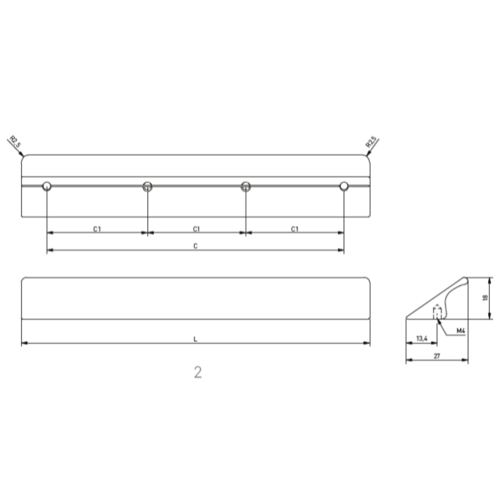 Mâner pentru mobilă Tiros GTV, negru mat, L: 796 mm [6]