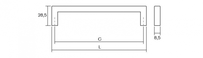 Maner pentru mobila U, finisaj crom lucios, L:168,5 mm [2]