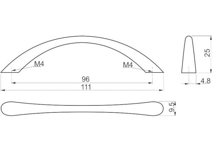 Maner pentru mobila UZ-07, finisaj aluminiu GT, L:111 mm [4]