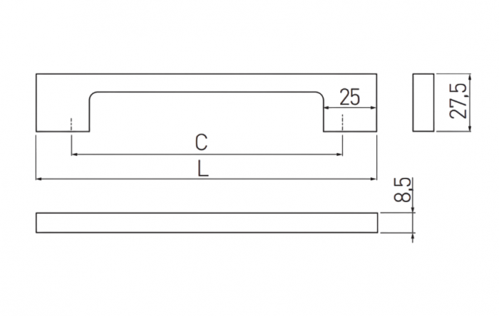 Maner pentru mobila Uzo, finisaj alama aurie GT, L:225 mm [6]