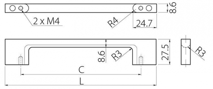 Maner pentru mobila Uzo, finisaj aluminiu GT, L:352 mm [5]
