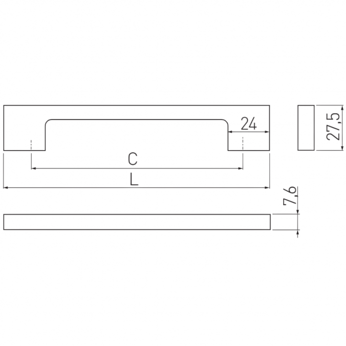 Maner pentru mobila Uzo, finisaj negru GT, L:352 mm [5]