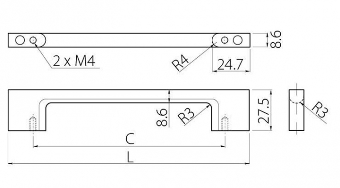 Maner pentru mobila Uzo, finisaj negru mat GT, L:192 mm [5]