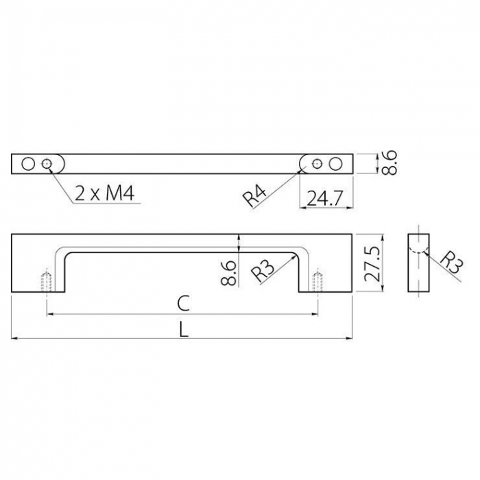 Maner pentru mobila Uzo, finisaj negru mat GT, L:224 mm [4]