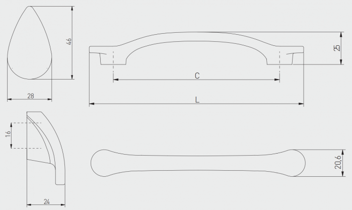 Maner pentru mobila Venice, finisaj sampanie GT, L:165 mm [3]