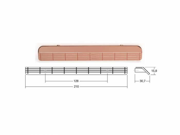 Maner pentru mobila Wallace, finisaj cupru lustruit, L 210 mm [2]