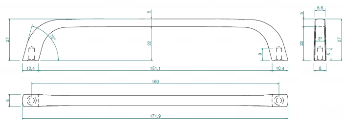 Maner pentru mobila Zino, finisaj alb, L:171.9 mm [4]