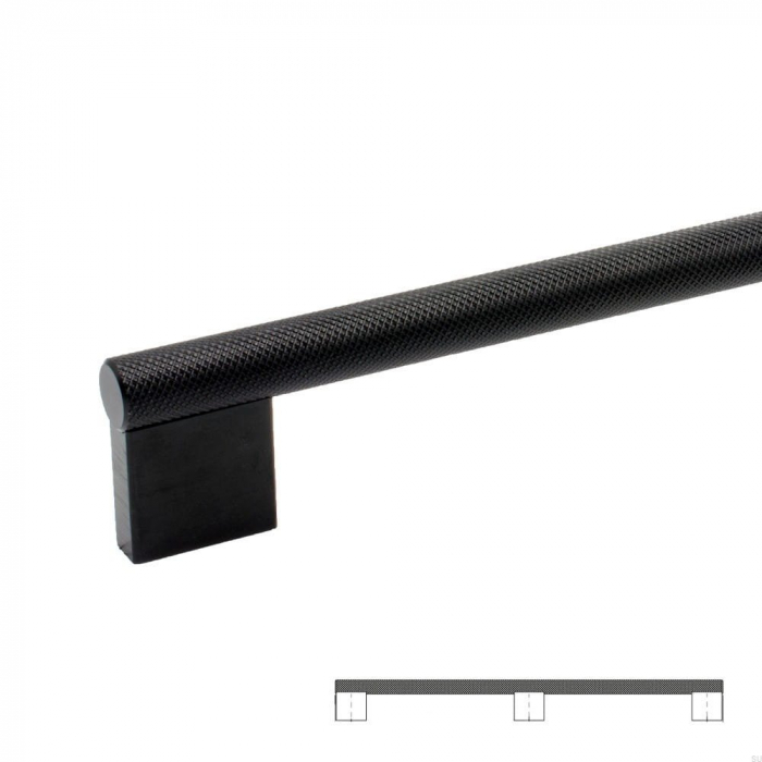 Maner pentru mobilier Graf Mini Long, finisaj negru periat, L: 1200 mm [8]