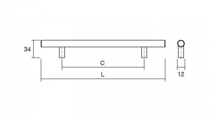 Maner pentru mobilier Tub, finisaj otel inoxidabil, L:192 mm [3]