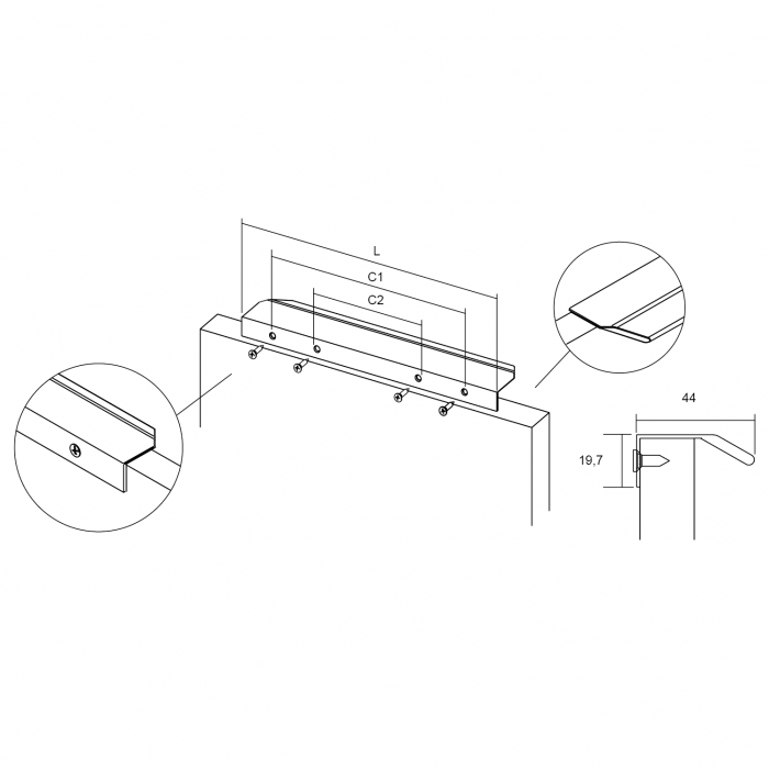 Maner pentru mobilier Vann, finisaj alb mat, L:350 mm [5]