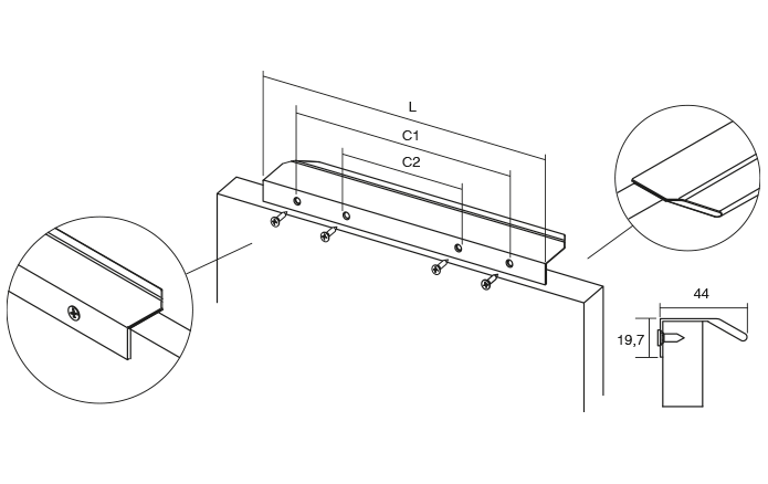 Maner pentru mobilier Vann, finisaj aluminiu, L100 mm [3]