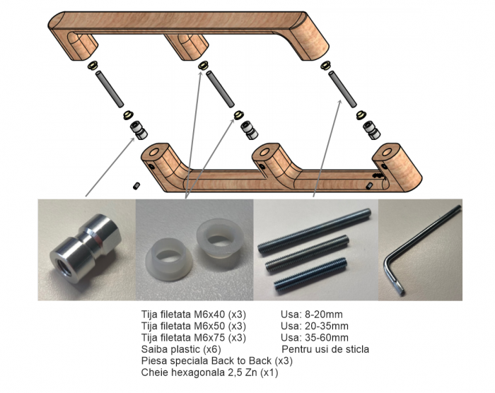 Set manere spatiale double Luv Wood Big, finisaj frasin negru mat lacuit, L:1026,5 mm [6]