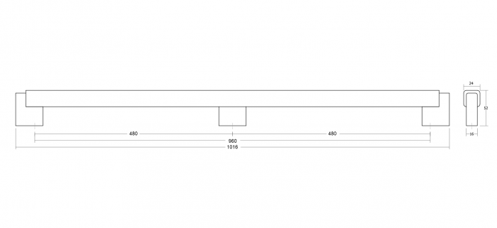Maner spatial single Duo Big, finisaj gri lava / stejar, L:1016 mm [8]