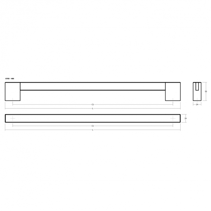 Maner spatial single Hako Big, finisaj nuc, L:525 mm [8]