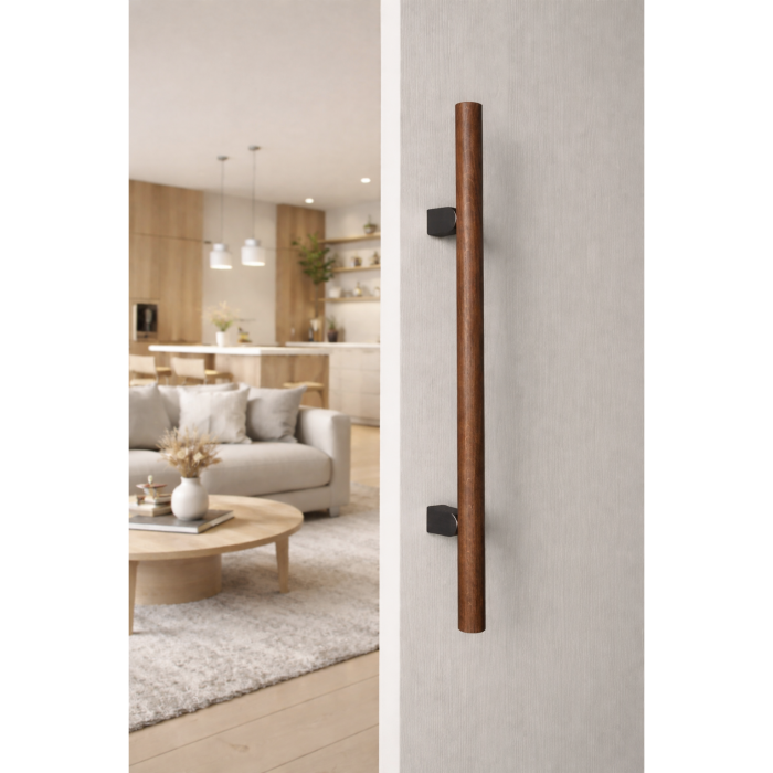 Maner spatial single Kumo Wood Big, finisaj nuc / negru titan, L:610 mm [4]