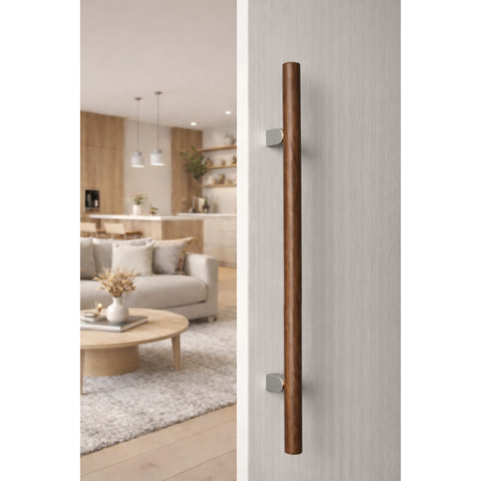 Maner spatial single Kumo Wood Big, finisaj nuc / otel inoxidabil, L:1010 mm [4]