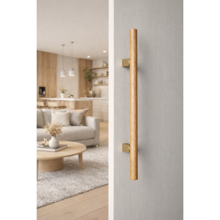 Maner spatial single Kumo Wood Big, finisaj stejar / alama periata, L:610 mm [5]