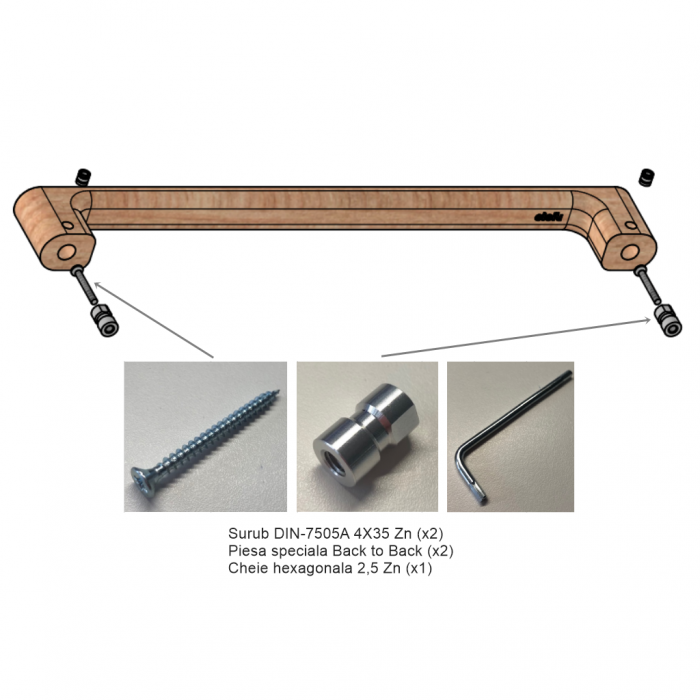 Maner spatial single Luv Wood Big, finisaj natur, L:418,5 mm [7]