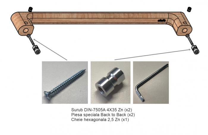Maner spatial single Luv Wood Big, finisaj stejar, L:418,5 mm [6]