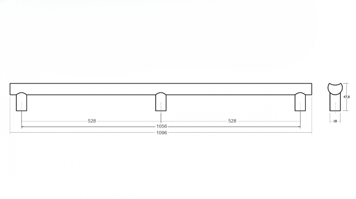 Maner spatial single Moon Big, finisaj alama cava periata, L:1096 mm [6]