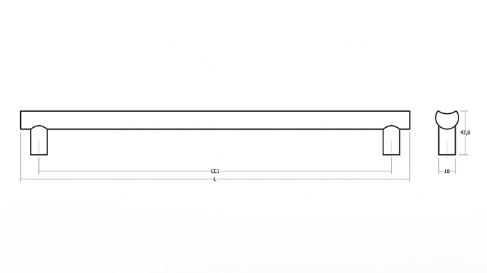 Maner spatial single Moon Big, finisaj alama cava periata, L:424 mm [4]