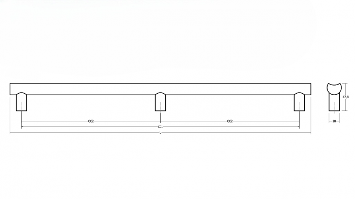 Maner spatial single Moon Big, finisaj otel inoxidabil, L:1096 mm [5]