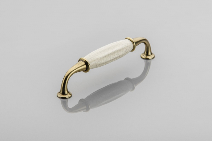 Maner vintage Alatri cu insertie ceramica alba, finisaj alama antichizata GT, L:144 mm [2]