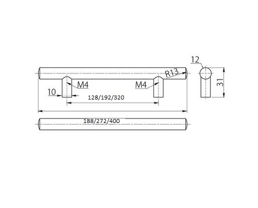 Maner vintage cilindric pentru mobilier RELING, finisaj cupru antichizat GT, L:272 mm [4]
