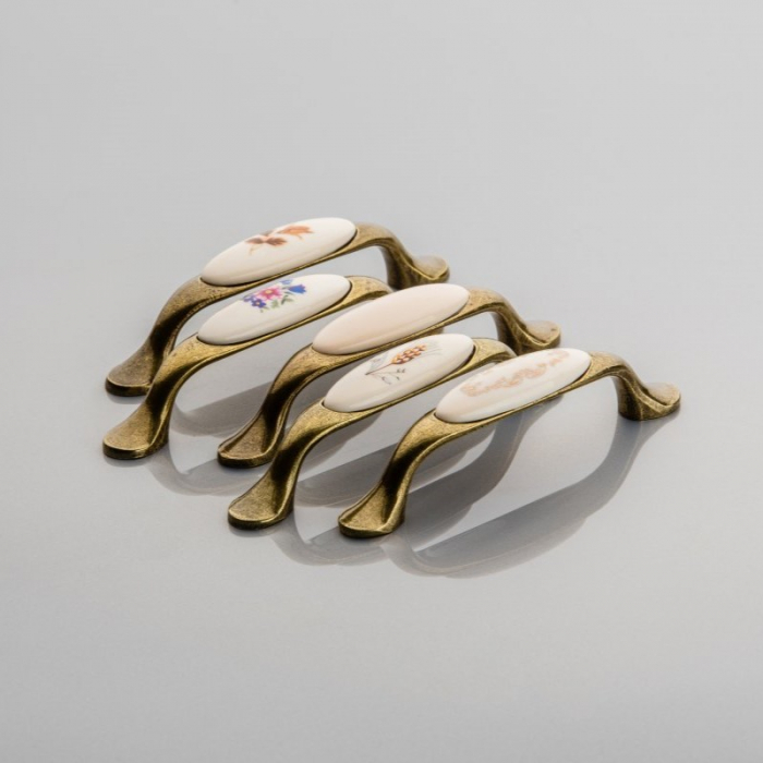 Maner vintage cu insertie ceramica spic de grau, finisaj auriu antichizat GT [3]